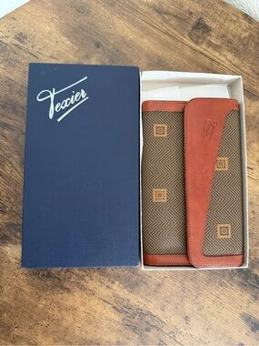 Texier Vintage Trifold Wallet Made in France Geometric Logo Accent Original Box